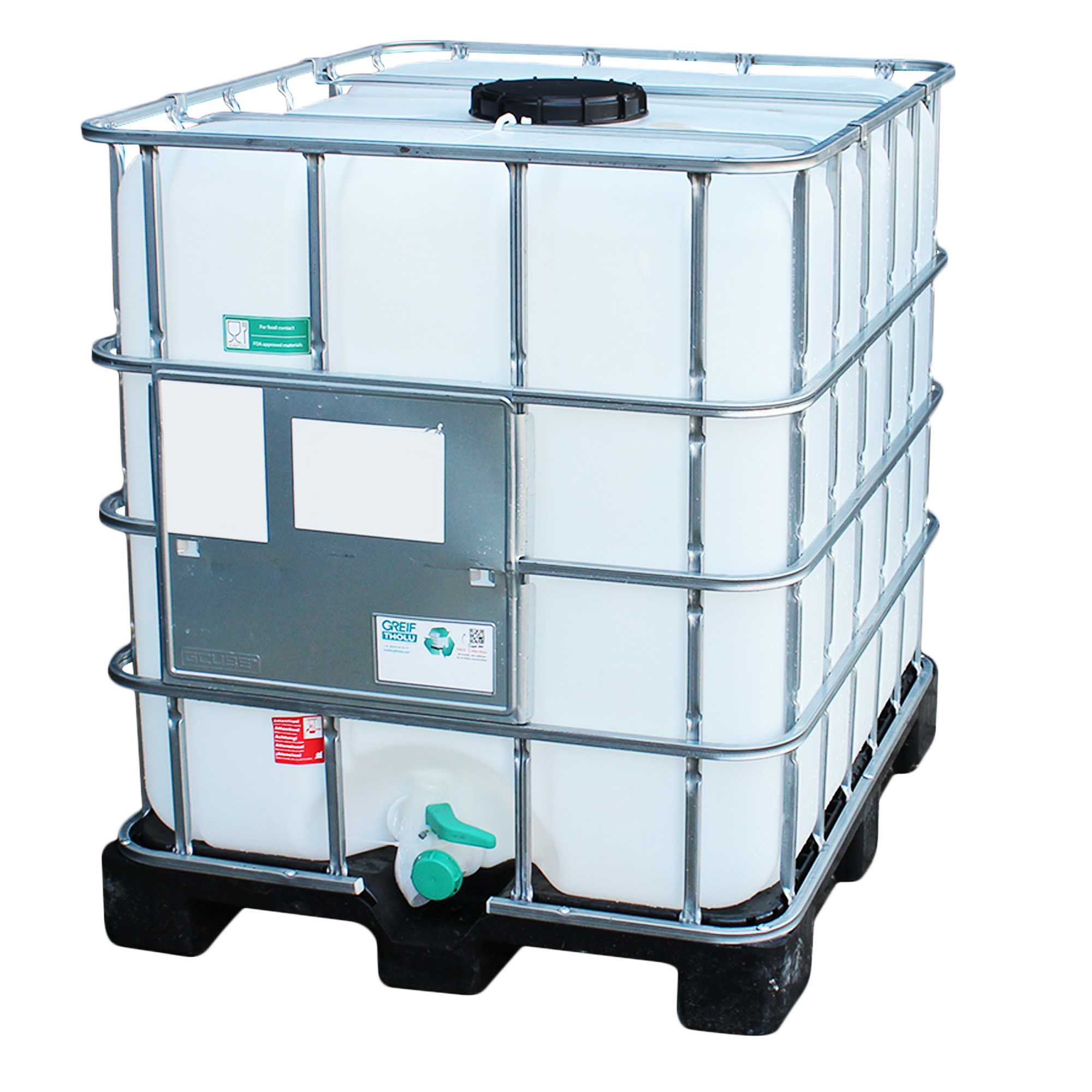 IBC Container 1000l auf Kunststoffpalette - gebraucht, restentleert, lebensm. Öl