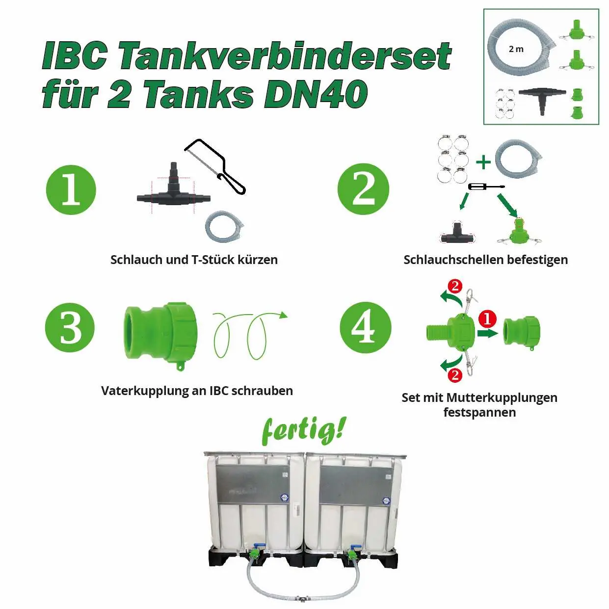 Anleitung IBC Tankverbinderset 2 Tanks DN40 erweiterbar